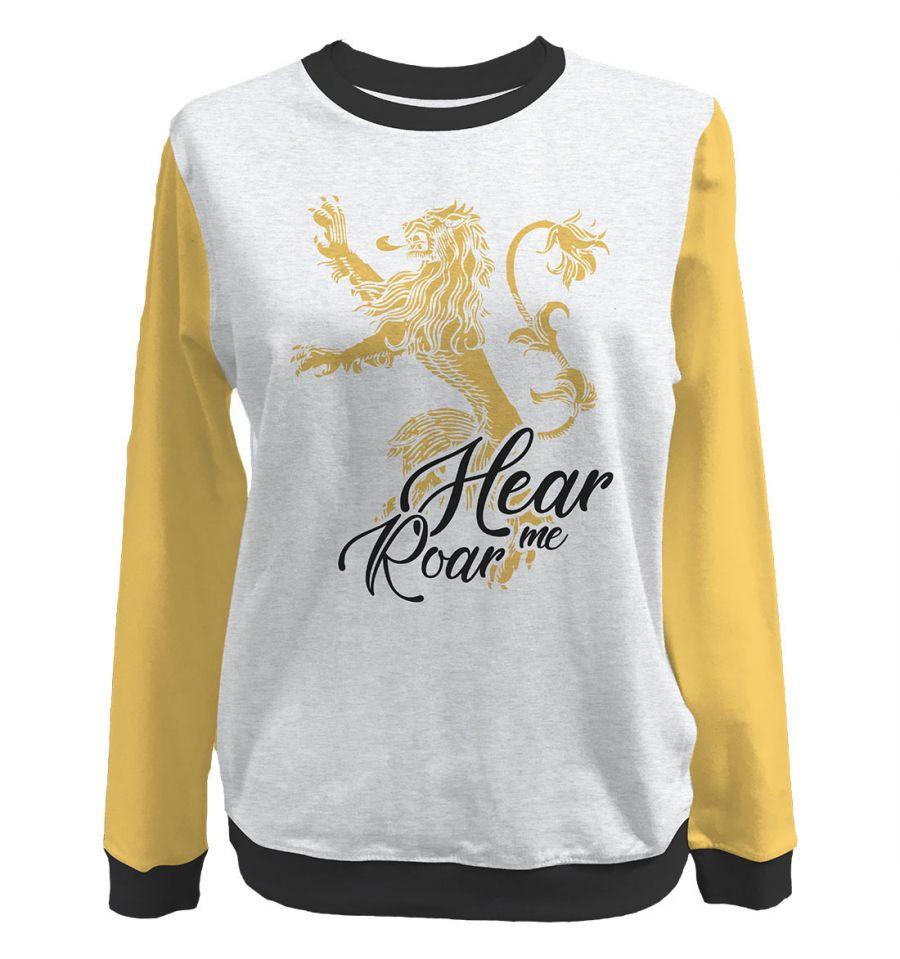 Sweat Lannister - Game of Thrones - Femme - Hear Me Roar - S, Gris chiné/Jaune