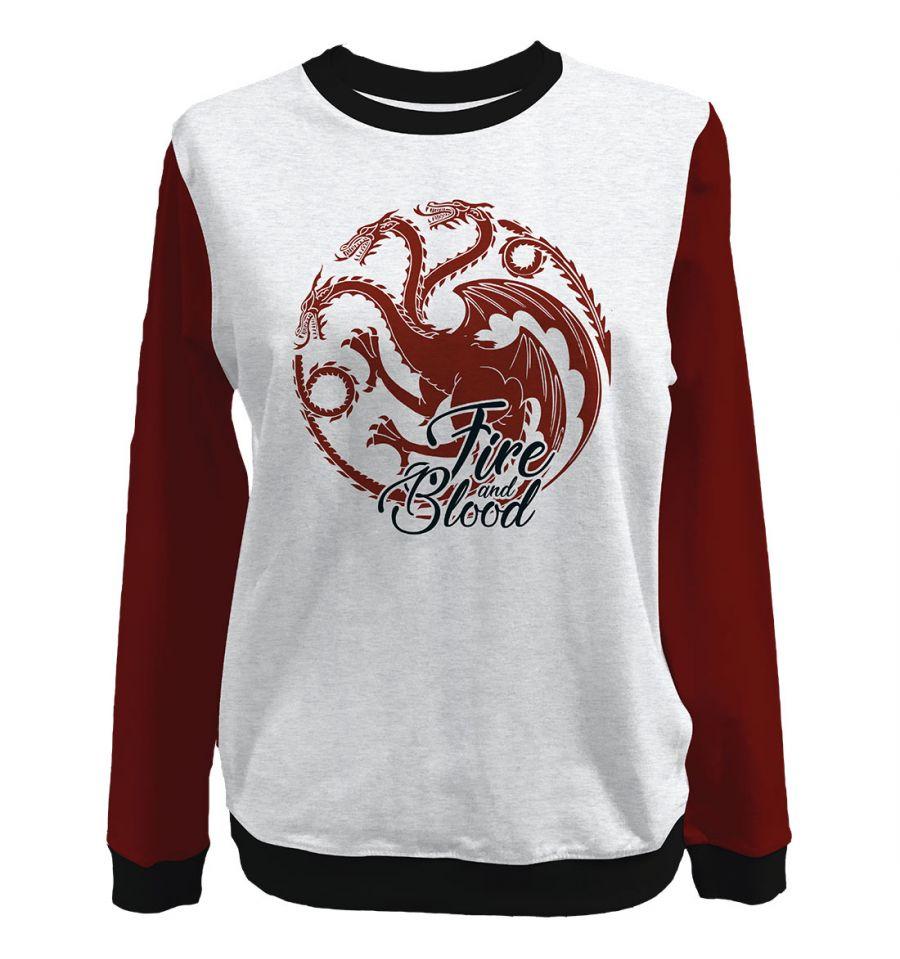 Sweat Targaryen - Game of Thrones - Femme - Fire And Blood - S, Gris chiné/Bordeaux