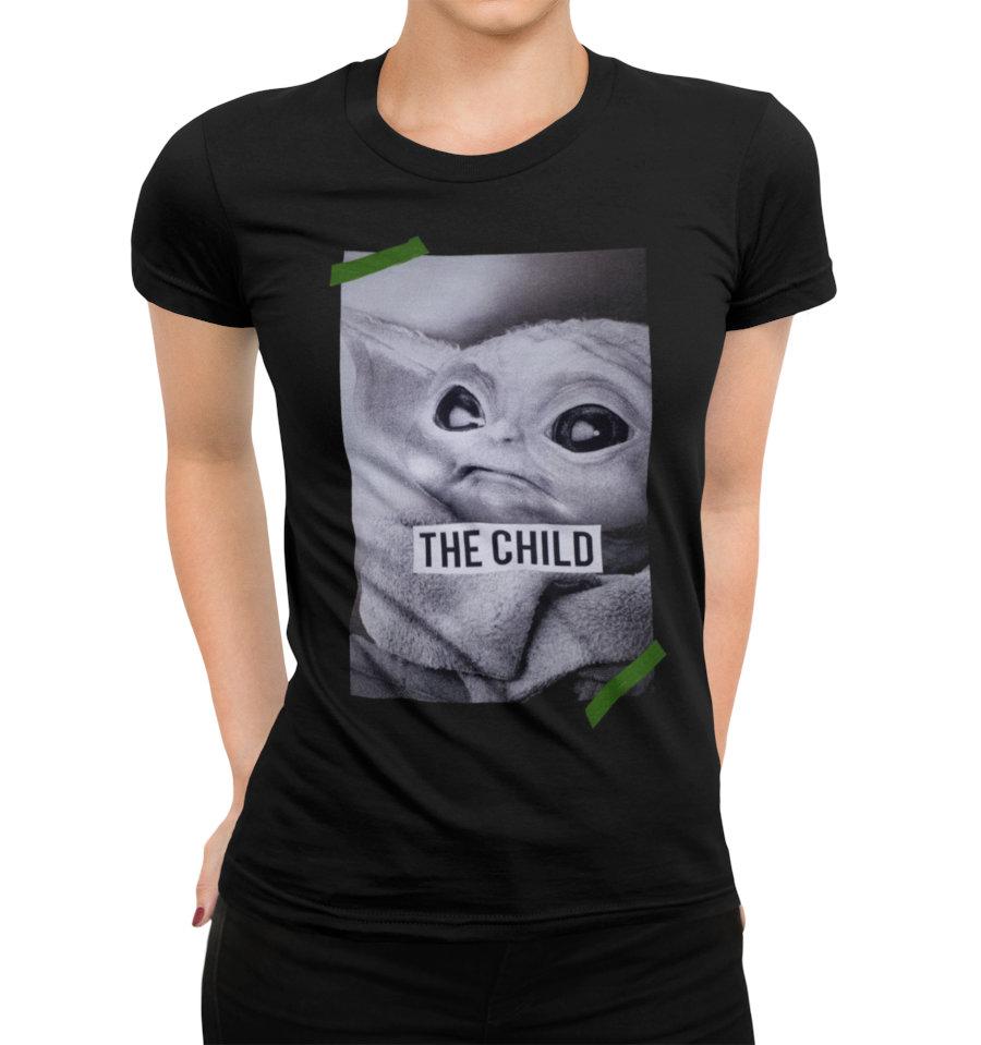 T-Shirt Baby Yoda - Star Wars - Femme - Poster - S, Noir