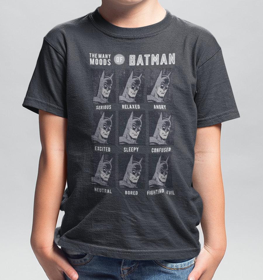 T-Shirt Batman - Enfant - DC Comics - Many Moods - 6 ans, Gris chiné