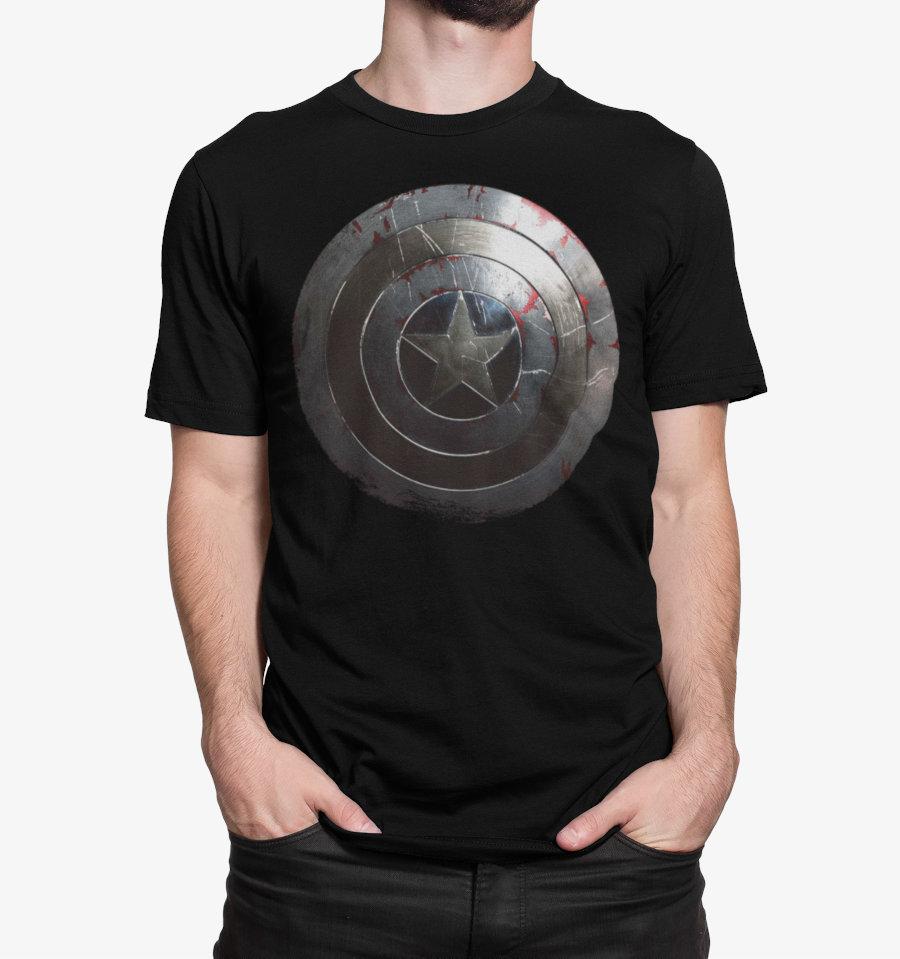 T-Shirt Captain America - Homme - Marvel - Captain Shield Silver - S, Noir