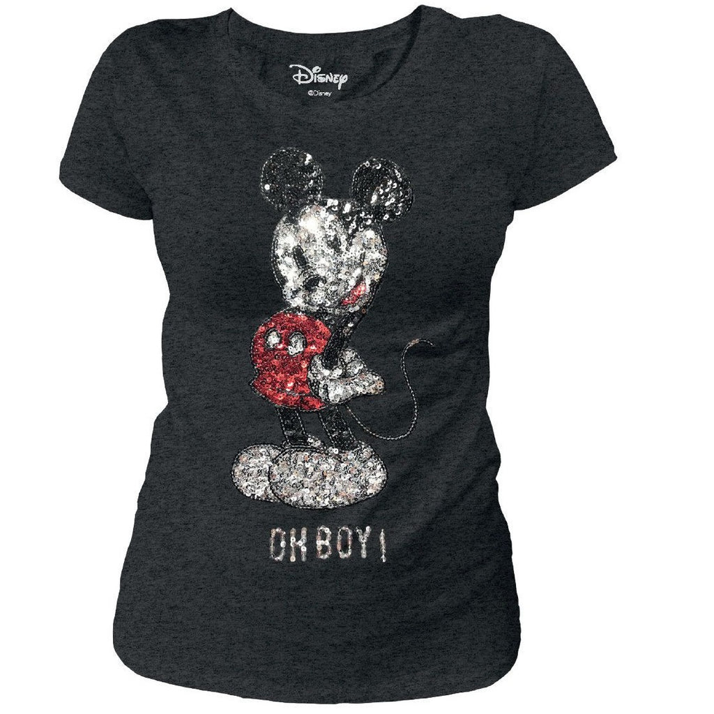 T-Shirt Mickey - Femme - Disney - Oh Boy ! - S, Anthracite chiné