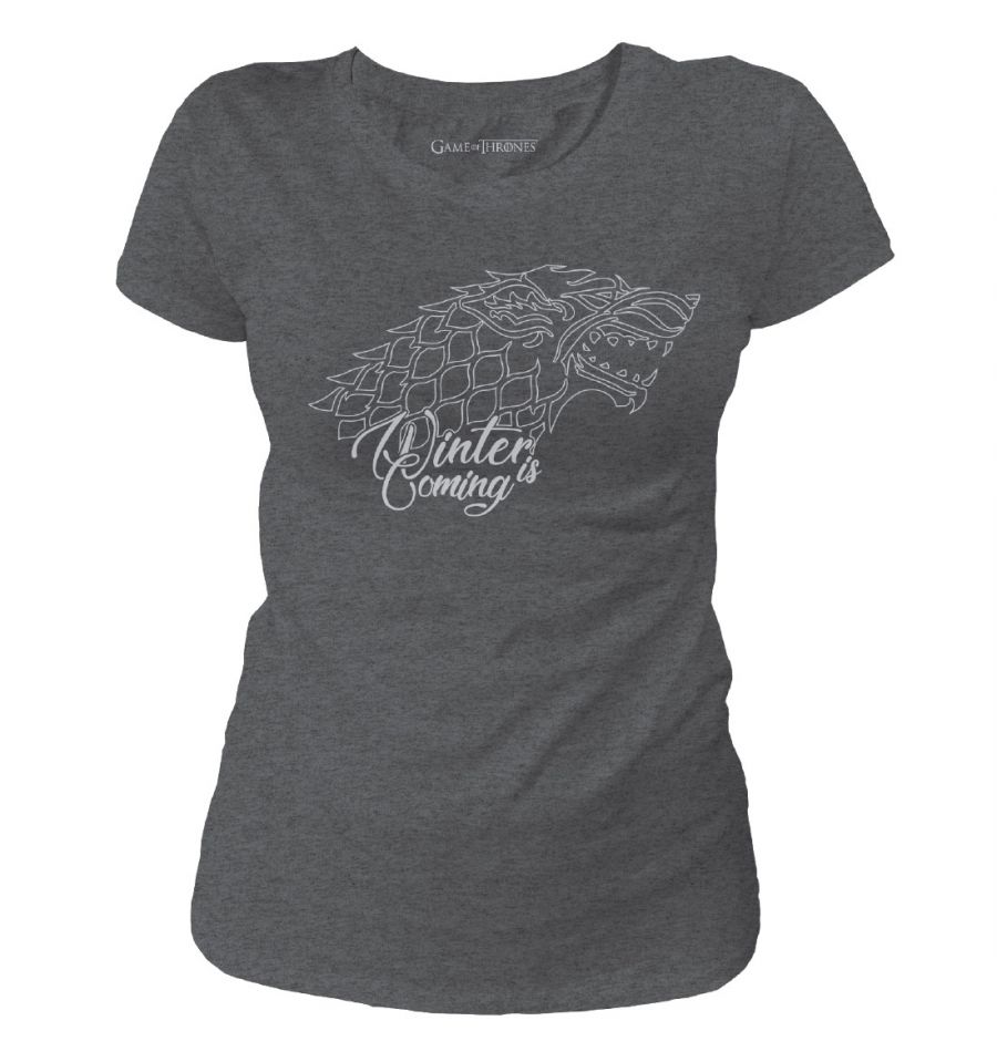T-Shirt Game of Thrones - Femme - Winter is Coming - S, Anthracite chiné