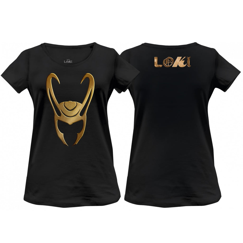 T-Shirt Loki - Femme - Marvel - Tête de Bouc - S, Noir