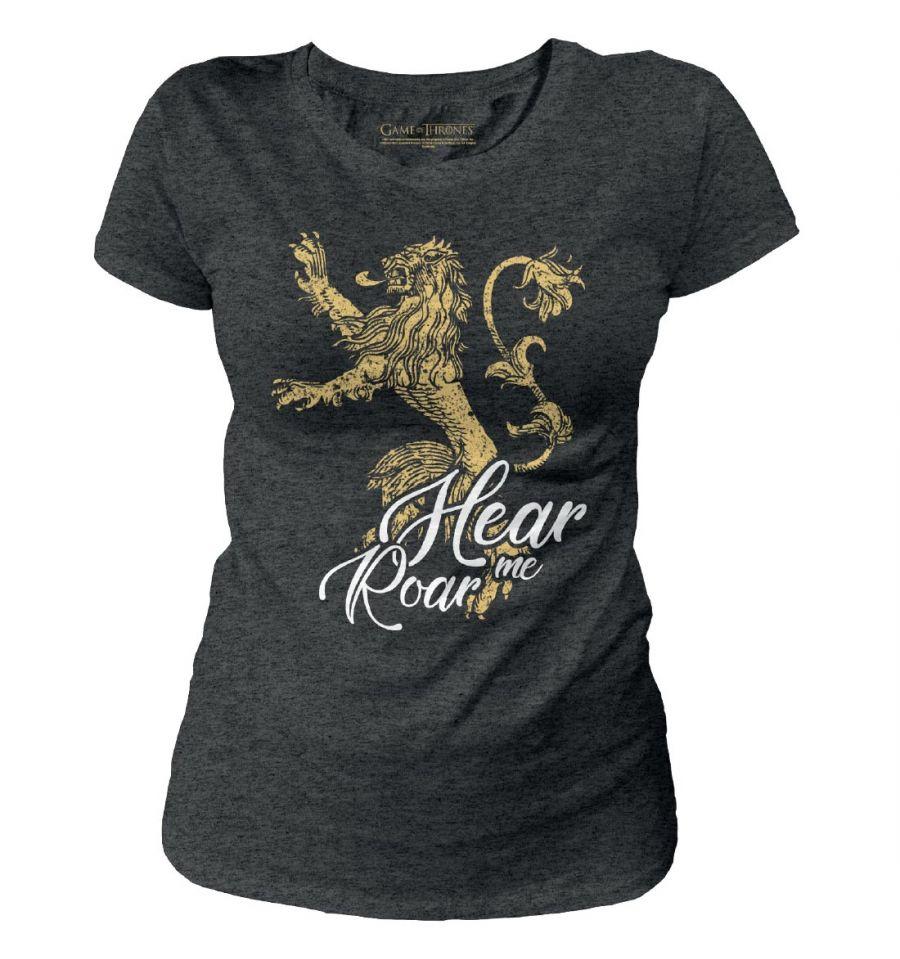 T-Shirt Lannister - Game of Thrones - Femme - Hear Me Roar - S, Anthracite chiné