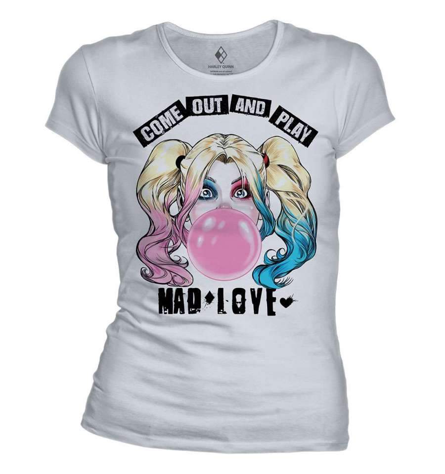 T-Shirt Harley Quinn - Femme - DC Comics - Come Out and Play - S, Blanc