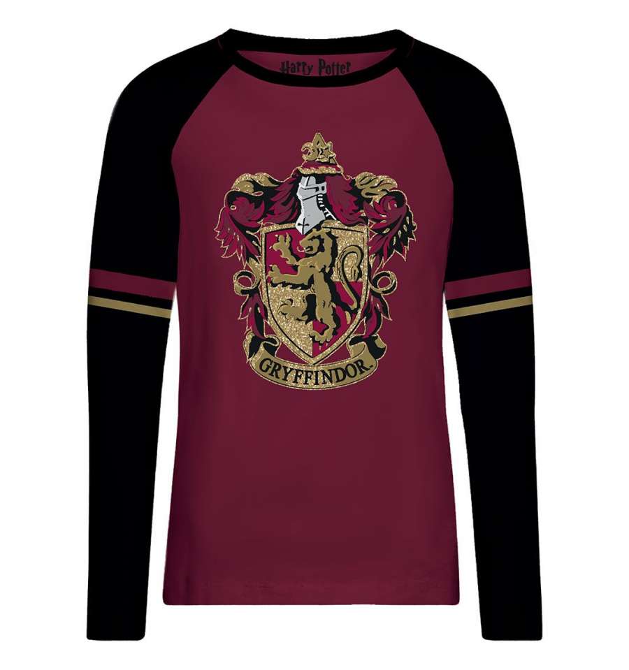 T-Shirt Harry Potter - Femme - Gryffondor Paillettes Dorées - S, Bordeaux