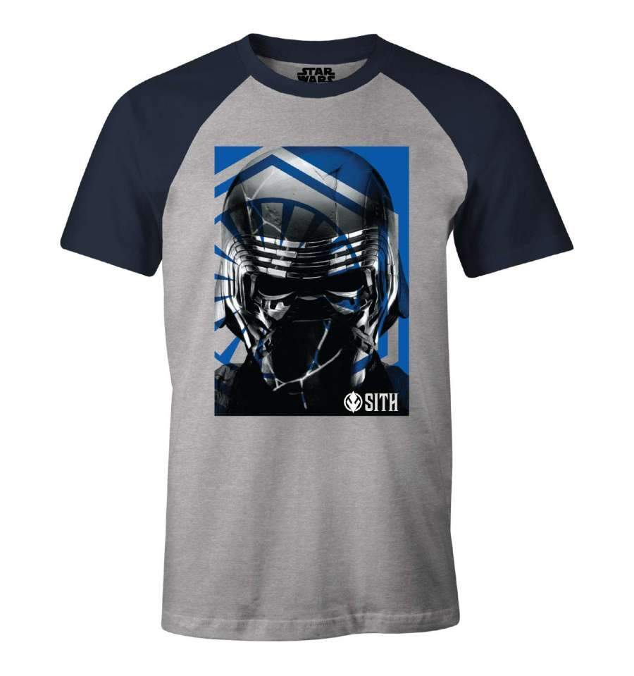 T-Shirt Kylo Ren - Homme - Star Wars - Sith - S, Gris Chiné/Navy