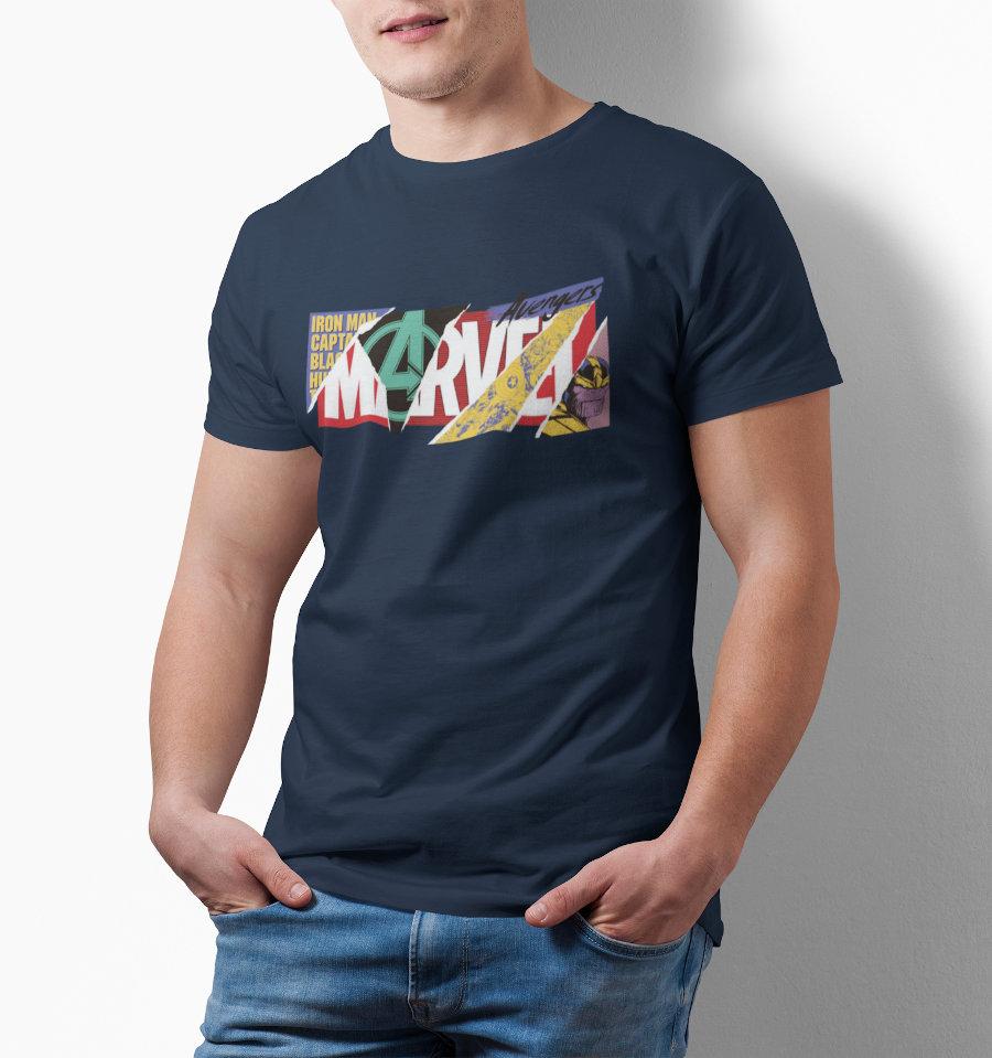T-Shirt Marvel - Homme - Collage - S, Navy