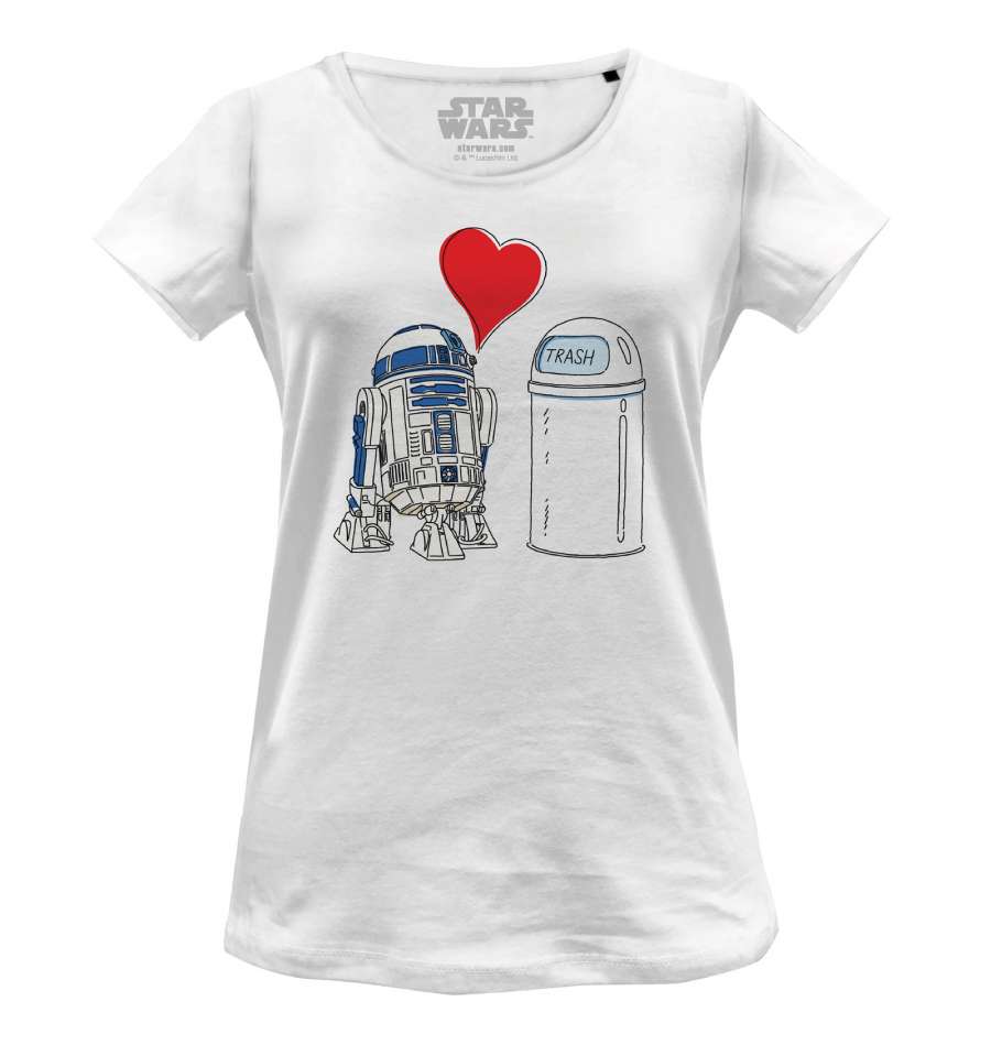 T-Shirt R2D2 - Star Wars - Femme - Trash Love - S, Blanc