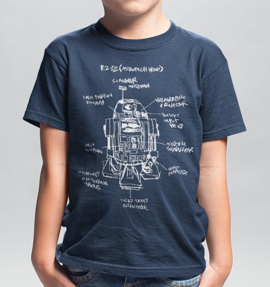 T-Shirt R2D2 - Star Wars - Enfant - Croquis Système - 6 ans, Navy