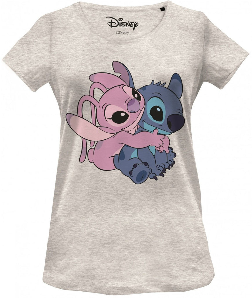 T-Shirt Stitch & Angel - Femme - Disney - S, Gris chiné