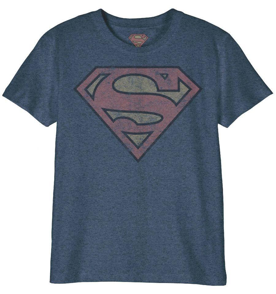 T-Shirt Superman - Enfant - DC Comics - Logo Grunge - 6 ans, Bleu pâle chiné
