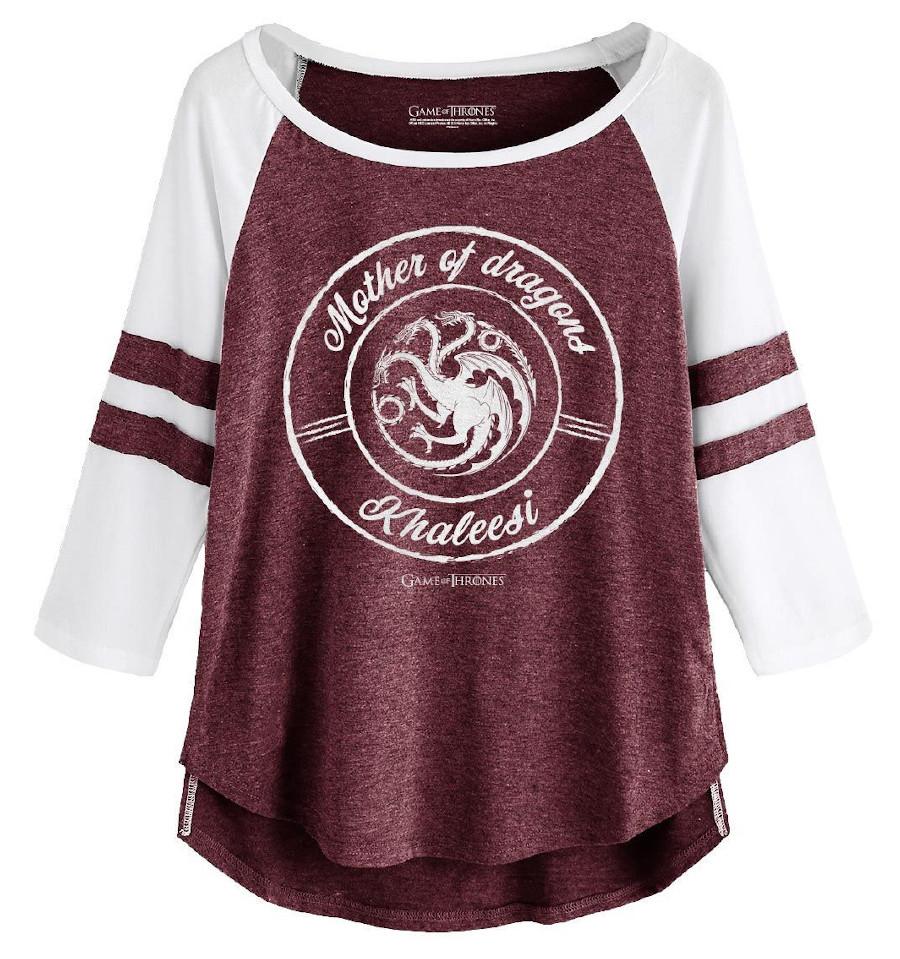 T-Shirt Targaryen - Game of Thrones - Femme - Mère des Dragons - S, Bordeaux/Blanc