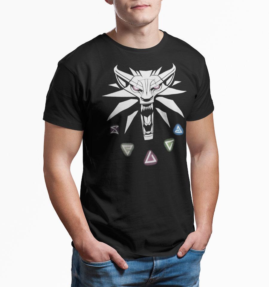 T-Shirt The Witcher - Homme - Signes - S, Noir