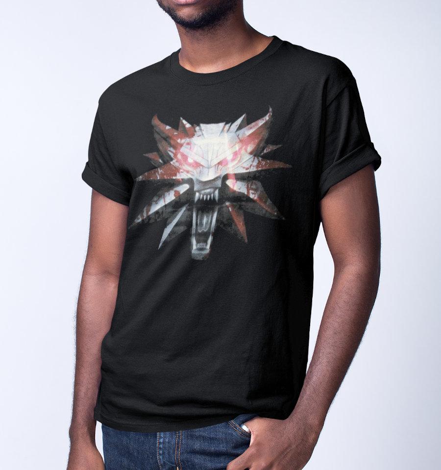 T-Shirt The Witcher - Homme - Wolf Medaillon - S, Noir