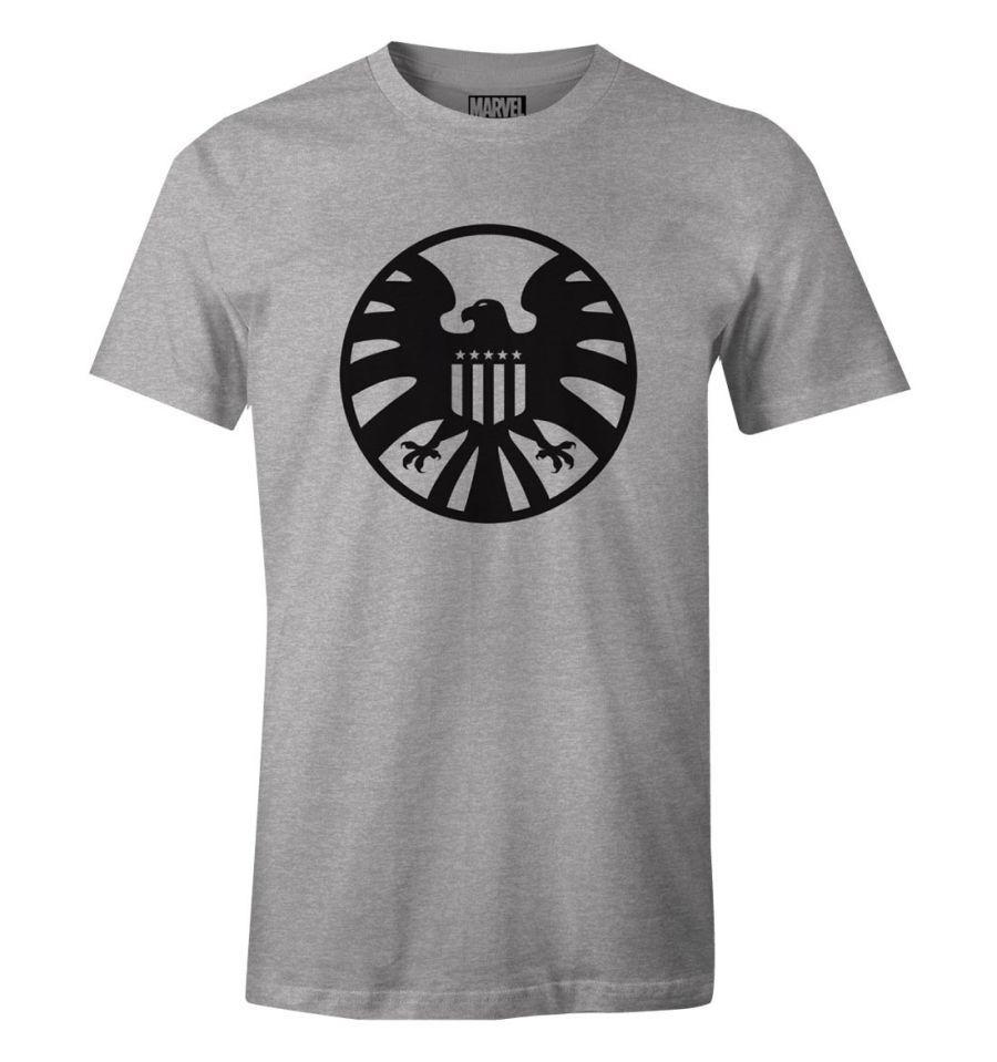 T-Shirt SHIELD Captain Marvel - Homme - Marvel - Vintage Logo - S, Gris chiné